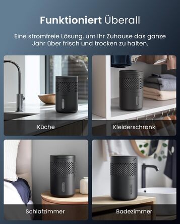 Зволожувач повітря Pro Breeze Osmo – тихий, з можливістю поповнення – для дому, спальні, шафи, авто – міні-зволожувач без живлення – таблетка 700g (до 100 днів) чорний