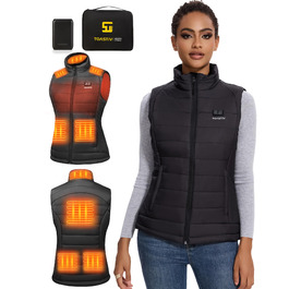 Обогреваемая жилетка для женщин с Powerbank 7.4V 16000mAh, 8 зон обігріву, регульована, чорна