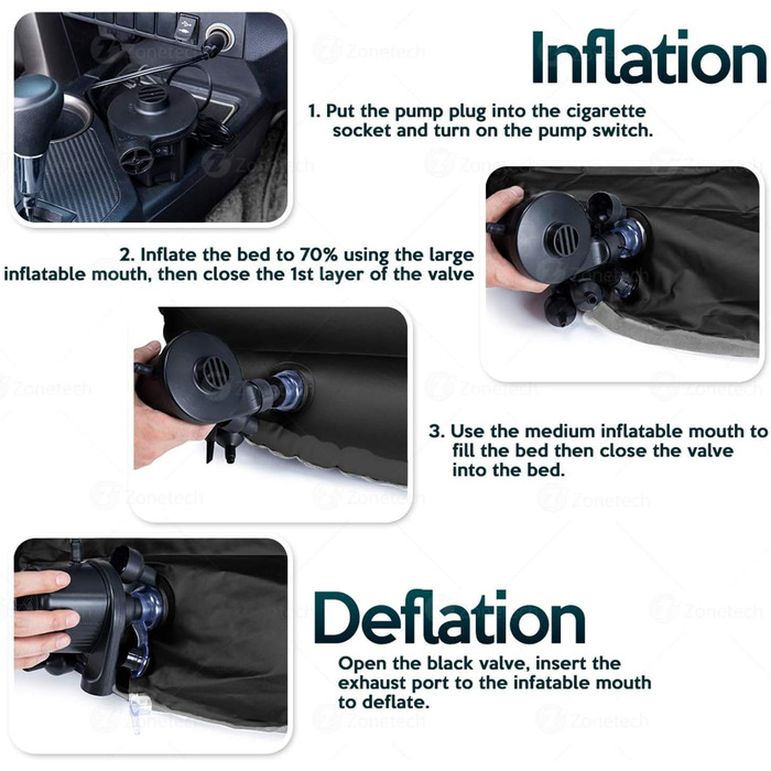 Надувний матрац Icelus SUV для автомобіля, кемпінгу та відпочинку на природі 185*90*15 см з насосом