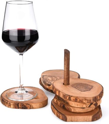 ~ Luxury Coasters with Olive Wood Holder (Grossique) ~ 13 cm
