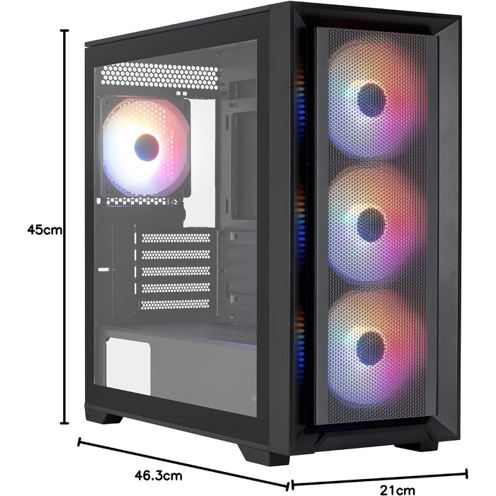 Ігровий корпус AeroCool TERNMINIGBKV1 ATX, загартоване скло, 3 RGB-вентилятори, чорний