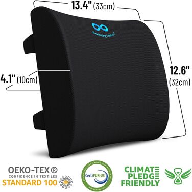 Набір подушок для сидіння та спини Everlasting Comfort – з Memory Foam та гелевою інфузією. Ергономічні подушки для офісного крісла, авто та геймінгу. Нековзкі, дихаючі та пранні (2. Оригінальна спинна подушка (Чорний))