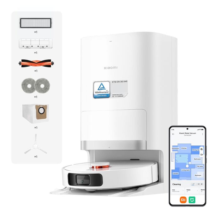 Робот-пилосос Xiaomi Robot Vacuum X20+ з функцією вологого прибирання, потужність всмоктування 6000 Па, підйомні швабри