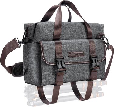Сумка для камери K&F Concept, фотосумка для DSLR/SLR, сумка для фотографа з відділеннями для об'єктивів та аксесуарів, сіра