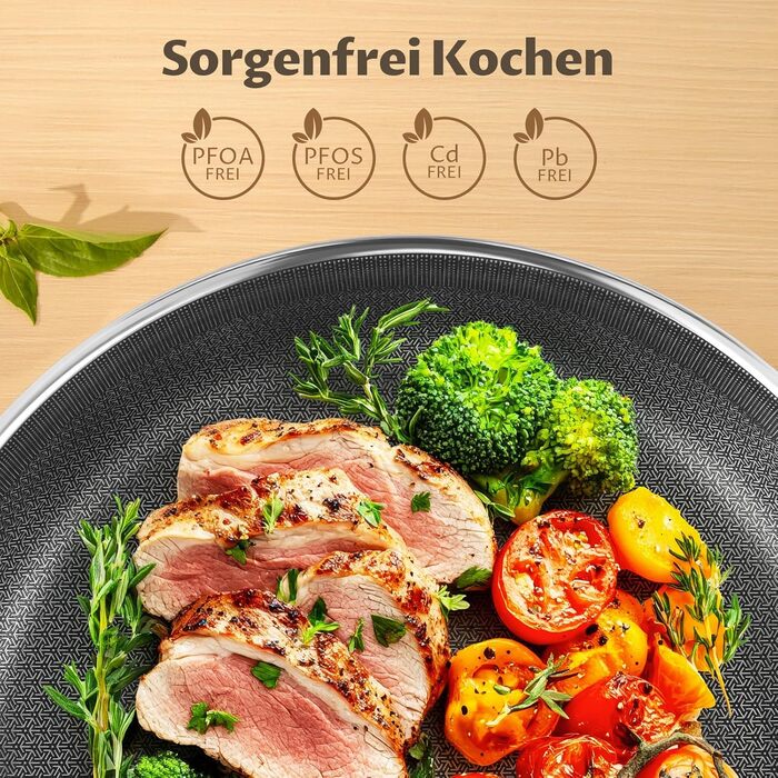 Сковорода BLAZANT індукційна 20/24/28 см, тришарова нержавіюча сталь, антипригарне покриття, набір, керамічна, з нержавіючою ручкою, без PFAS PFOA/PTFE, для духовки, підходить для індукційних плит