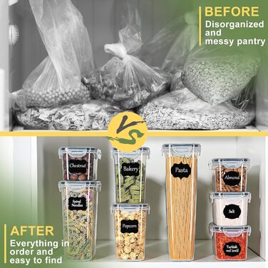 Набір контейнерів для продуктів з кришкою, 16 шт. BPA free, герметичні, для зберігання круп, борошна, мюслі. Органайзери для кухні з етикетками