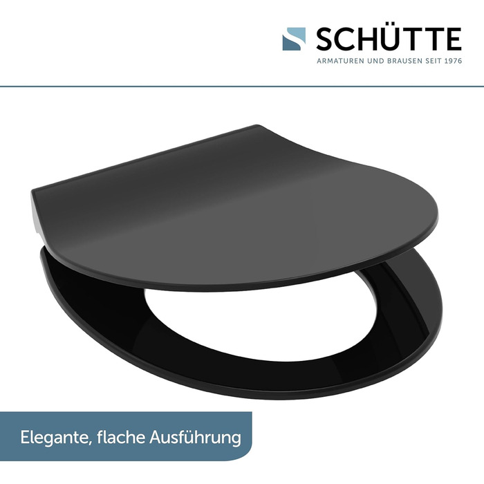 Сидіння для унітаза SCHÜTTE SLIM з мікроліфтом (м'яке закриття), матеріал Duroplast, зі швидким монтажем, витримує до 175 кг, чорне