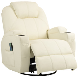 HOMCOM Electric Recliner with Massage Function, 330 lbs Weight Capacity, TV Recliner with Reclining Function, Remote Control, Cream White