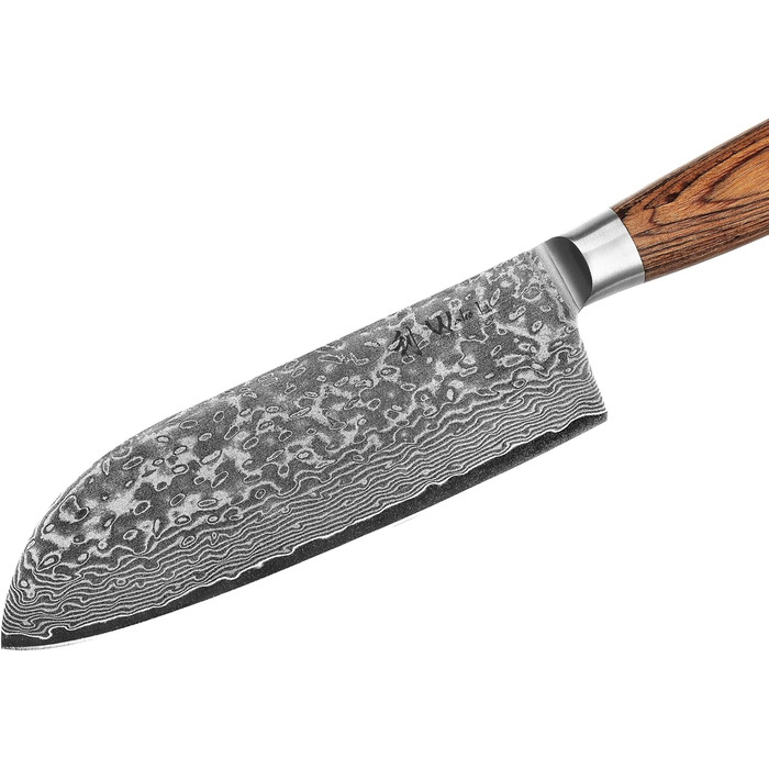 Ніж Santoku Wakoli EDIB Pro Дамаск (VG10) 17 см, рукоять Pakkawood, в подарунковій коробці – для м'яса, риби, овочів