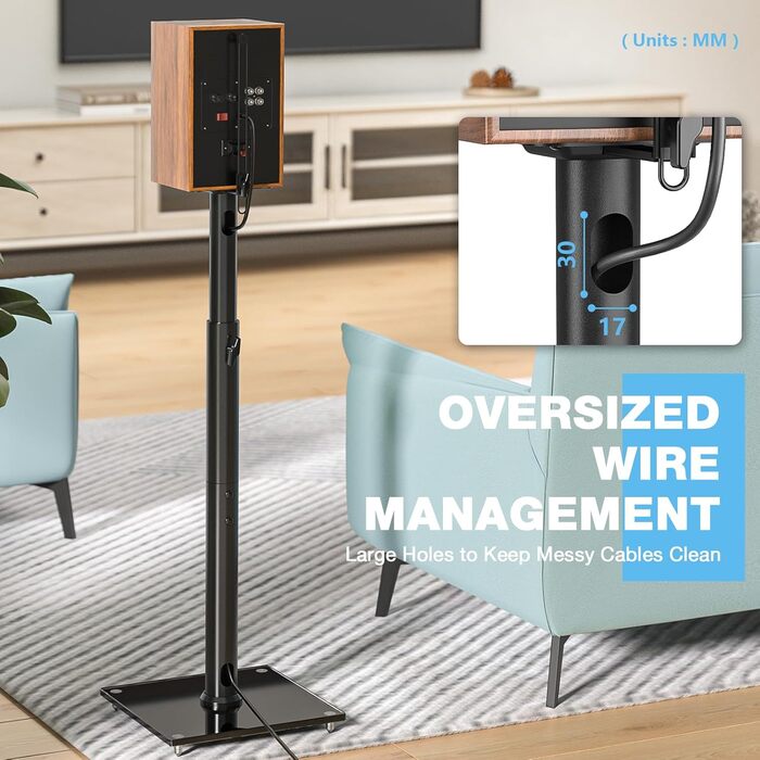 Підставка для акустики 5Rcom з кабелепроводом, регульована висота, для саундбарів та студійних моніторів, 5 кг вантажопідйомність