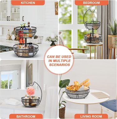 Металева фруктова тарілка Bomclap на 2 ярусах з тримачем для бананів - бронзового кольору