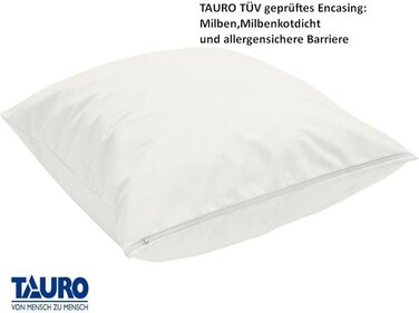 TAURO 24161 Fitted Mattress Cover, All-Around 70 x 140 cm, Encasing for Children's Mattress, Height 12 cm, Dust Mite Protection for House Dust Allergy Sufferers, White (24161)
