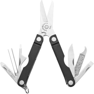 Мультитул Leatherman Micra з нержавіючої сталі, брелок із 9 інструментами та пружинними ножицями, чорний