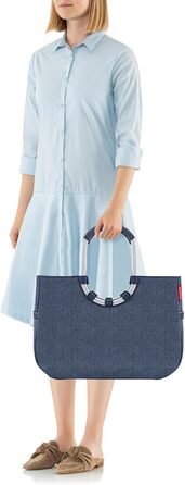 reisenthel Loop Shopper L Herringbone Dark Blue - Shopping Bag with 25L Capacity - B 46 x H 34.5 x D 25 cm, OR4113
