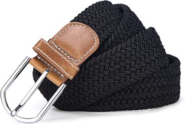 Плетіний еластичний ремінь DonDon для жінок та чоловіків, чорний, 100-120 см