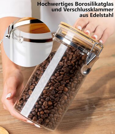 Набір кавових контейнерів Deco haus® 2 шт. з етикетками, 1,3 л - для кави, цукру, борошна, мюслі. Повітряно-непроникні контейнери для зберігання продуктів.