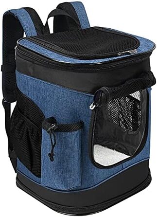 Kato Pet Carrier Backpack for Dogs & Cats - Breathable Mesh Travel Bag for Medium Dogs & Puppies - Portable Marine Blue