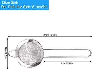Ситечко кухонне 7 см з нержавіючої сталі, дрібний сито для чаю, борошна, рису, макаронів, овочів та фруктів. Довговічне кухонне приладдя.