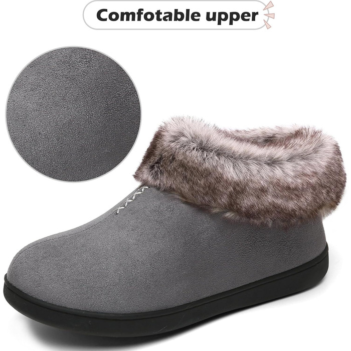 Жіночі теплі халапи з антиковзкою підошвою Mishansha, халапи з меморі-піною, плюшеві тапочки, розмір 36-43 EU (40 EU, сіре хутро)