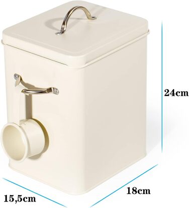 Кошик для порошку Theo&Cleo 6.5L, металева коробка для порошку, контейнер для корму для собак та котів, кавових зерен (Матовий бежевий)