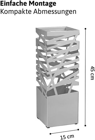 Premium Metal Umbrella Stand 'Maxi' with Drip Tray & Hooks - Space-Saving 34x14x46 cm - Elegant Black - Decorative Entryway & Foyer Stand