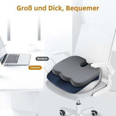 Подушка для сидіння Fwiull з Memory Foam: ергономічна, для авто, софи, офісу (темно-синій)
