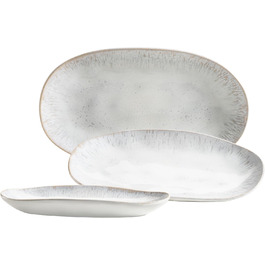 MÄSER Frozen Series Set of 3 Serving Plates, Ceramic Serving Plates in 3 Sizes, Modern Vintage Look, Colorfully Speckled Glaze, Stoneware, White, Small