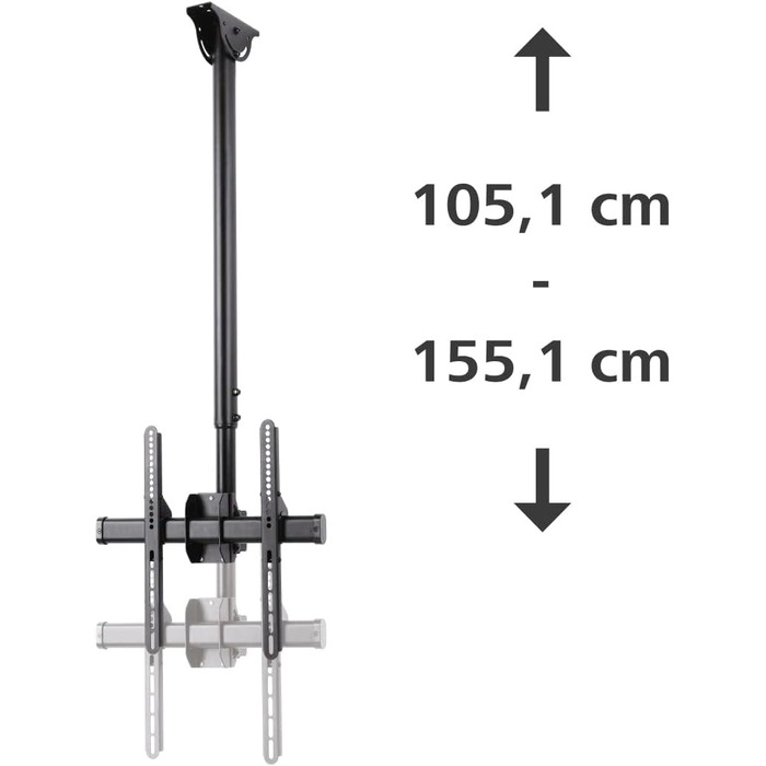 Hama TV Ceiling Mount - Adjustable, Tilting, Swivel, Foldable - Fits TVs 19-65 Inch - Black (Single)