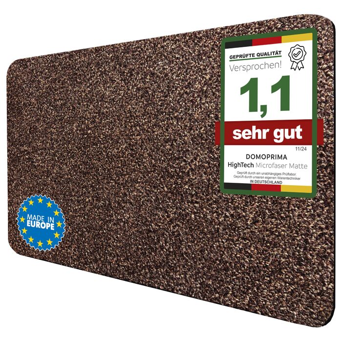 Килимок для підлоги DOMOPRIMA з мікрофібри, миючий, неслизький, надзвичайно поглинаючий та плоский – антибактеріальний, для внутрішнього та зовнішнього використання (60x40 см) (Темно-коричневий, 60x40 см)