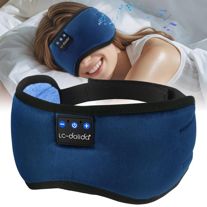 3D Маска для сну з навушниками Bluetooth Dolida (синя) - повна блокада світла, комфортний сон, для подорожей