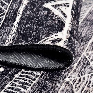 Килим для вітальні сучасний, короткий ворс, нековзний, миючий, м'який, для вітальні, спальні та їдальні, сірий та білий, 120 x 160 см сіро-білий (чорно-білий, 80 x 120 см (прямокутний))