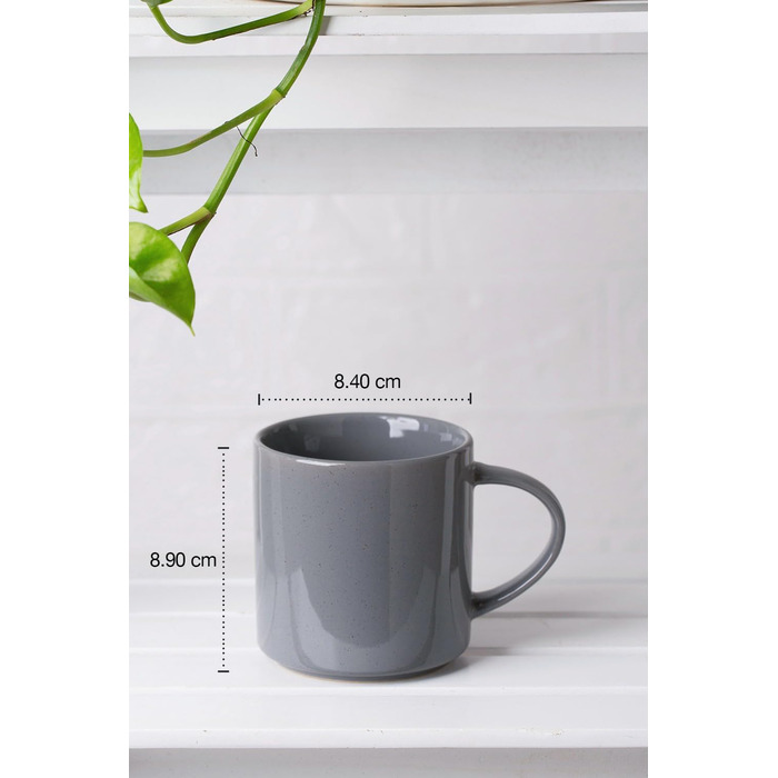 Набір посуду Nebula для 6 осіб, 18-ти частинний: тарілки та миски, керамічний набір, таріль/сервіз, підходить для мікрохвильової печі та посудомийної машини, колір кориця (темно-сірий), 6 чашок (355мл)