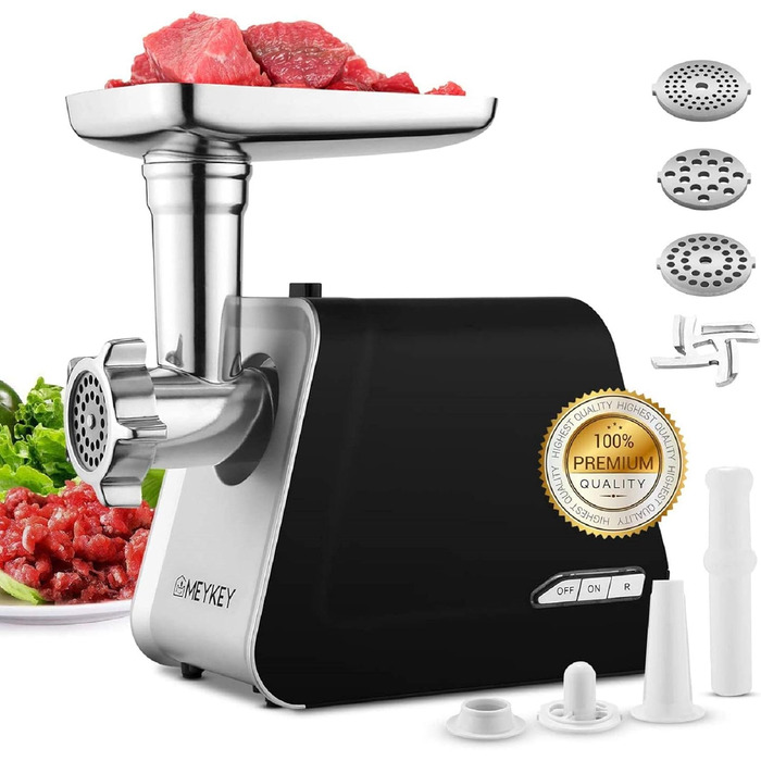 Meykey Electric Meat Grinder - 2000W 3-in-1 Meat & Sausage Maker with Stainless Steel & Reverse Function