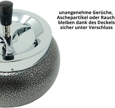 Kogu ashtray for cigarette butts, Jumbo, curved, 17cm (Chrome/Stone Lacquer)