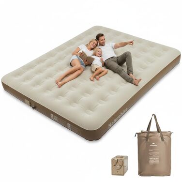 Надувний матрац Naturehike Luftbett 3 місця з насосом 200x180x25 см - для кемпінгу, дому, подорожей. Самонадувний, портативний, великий, коричневий