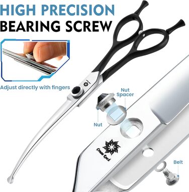 Ножиці для собак Dream Reach 6,5 дюйма, професійні, з нержавіючої сталі 440C, вигнуті, у подарунковій коробці