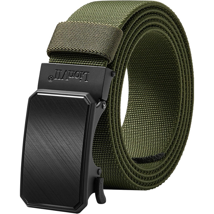 Еластичний тактичний пояс LionVII з автоматичною пряжкою, робочий пояс для чоловіків, обхват талії 75-125 см (28-49 дюймів), колір зелений