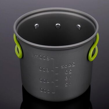 Набір кухонного посуду ERBO для кемпінгу, 2 особи: каструля з алюмінію, складане приладдя, для пікніків, риболовлі та походів (зелений)