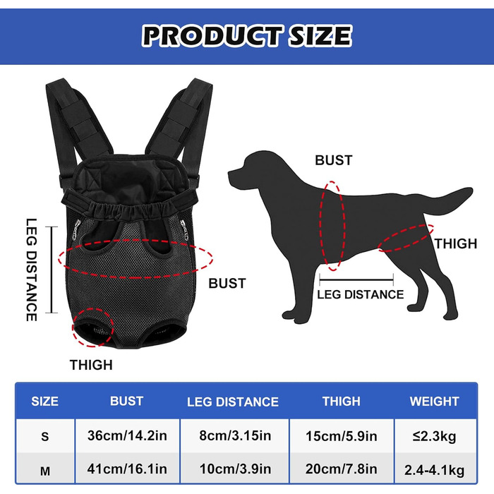 Рюкзак для вигулу собак та котів, регульований, складаний, з блискавкою (M)