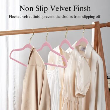 22 шт. велюрові вішалки для одягу Stormix - преміум-якість, для піджаків, сорочок, суконь (рожево-золотий)