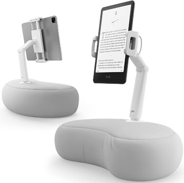 Гнучкий тримач-подушка SAIJI для планшета та Kindle, регульований стійкий підставник 360° для iPad, iPhone та пристроїв від 4,7 до 15,6 дюймів, сірий