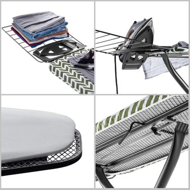 Прасувальна дошка KADAX з висувною полицею, 120x42 см, регульована висота, антиковзні ніжки (Зелена)