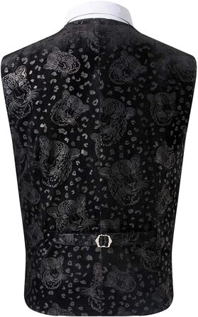 Чоловічий 4-частинний класичний костюмний жилет з жакардової тканини з краваткою-метеликом, краваткою та кишеньковим хустинкою, матовий чорний, розмір S