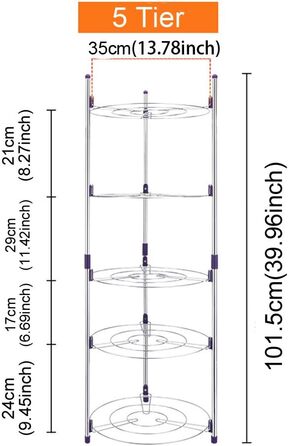 Pot Rack, 5-Tier Kitchen Storage Shelf for Pots, Pot Lids Storage Rack, High-Quality Chrome-Plated Stainless Steel Rack (5-Tier)