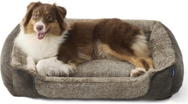 Берет Bedsure для великих собак - 89x63x17 см, зручне собаче ліжко-софа, кошик для собак знімний та пральний, антиковзаюча підставка, м'яке ліжко для собак великих порід (89 x 63 x 17 см, Коричневий)