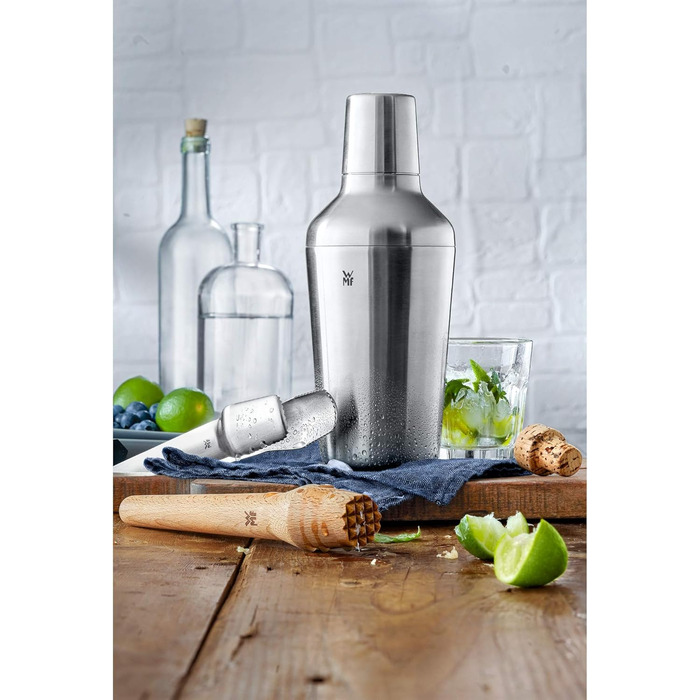 WMF Matryoshka Cocktail Set, 5-Piece, Bar Set with Stainless Steel Cocktail Shaker (700ml), Jigger, Cocktail Strainer, Ice Tongs, and Muddler, Nesting