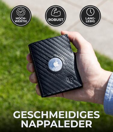 Гаманець Koruta Slim з RFID захистом та відділенням для монет (Carbon Schwarz) - картхолдер для чоловіків та жінок