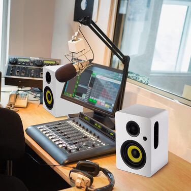 Sanyun SW208 Bluetooth 5.0 Активна акустична система 3' - 60W, вуглецевий динамік, вбудований 24-бітний DAC, 3D-Surround звук, 2.0 для ПК/монітора (пара, білий)