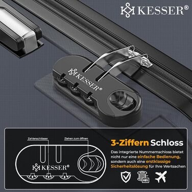 Валіза KESSER® подорожня, середня, з жорстким корпусом, вагова шалька та багажний жетон | Чемодан-роликовий, з кодовим замком, 4 колеса, ABS-корпус, телескопічна ручка (66x45x28см / 84 літри) (75-120л, антрацит)