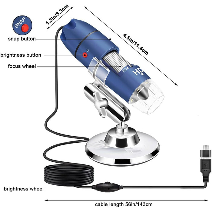 Цифрова мікроскоп-камера Ninyoon 1080P USB для iPhone, iPad, Android, PC, 50-1000x, з підсвічуванням